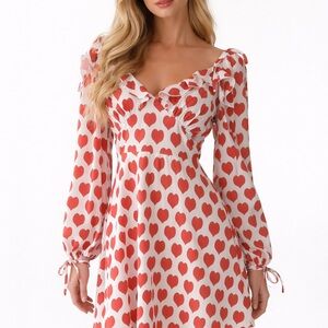 Heart Print Long Sleeve Dress